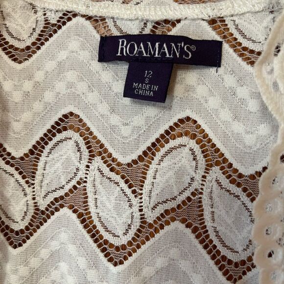 Roaman’s size 12 ivory white cover up lace fringe trim never worn - Picture 3 of 7
